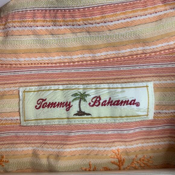 Tommy Bahama Men’s Short Sleeve Orange Stripe 100% Silk Shirt M-091 Sz XXL - Picture 4 of 8